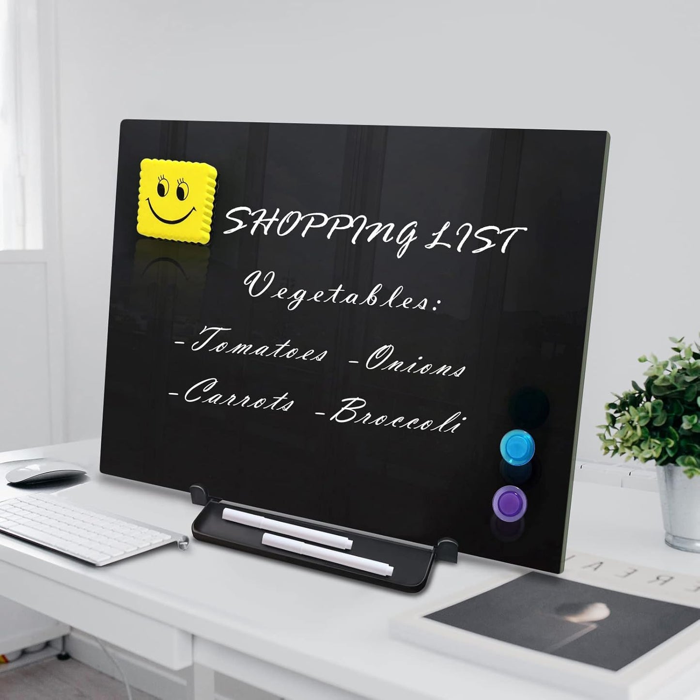 Magnetic Glass Whiteboard Desktop Easel, 16x12 Tabletop Glass Dry Erase Board with Adjustable Stand, ZHIDIAN Portable Tempered Glass Writing Board for Desk Office Home