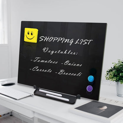 Magnetic Glass Whiteboard Desktop Easel, 16x12 Tabletop Glass Dry Erase Board with Adjustable Stand, ZHIDIAN Portable Tempered Glass Writing Board for Desk Office Home