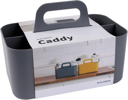 BLUE GINKGO Stackable Organizer Caddy – Korean-Made Portable Tote for Bathroom, Office, Crafts, or School Supplies (Rectangle, White)