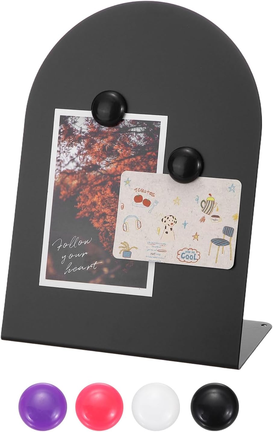 PATIKIL 2Pcs Magnetic Bulletin Board, Metal Magnet Board Tabletop Memo Display Easel Stand with 8 Black Magnets for Home Office Kitchen Restaurant Cafe Supplies, Black