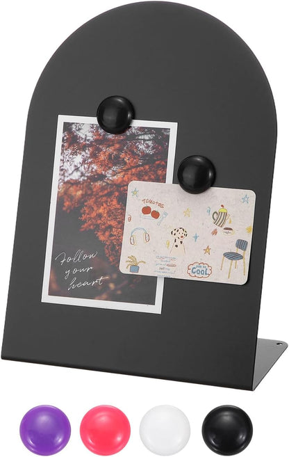 PATIKIL 2Pcs Magnetic Bulletin Board, Metal Magnet Board Tabletop Memo Display Easel Stand with 8 Black Magnets for Home Office Kitchen Restaurant Cafe Supplies, Black