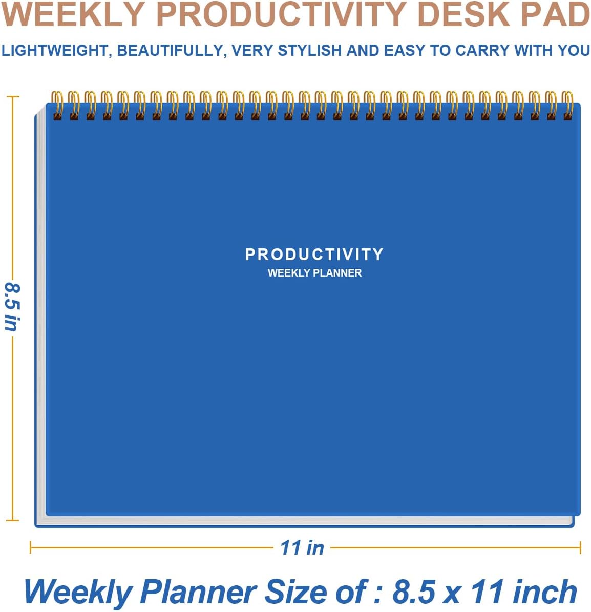 Weekly Productivity Planner - 8.5" x 11" Dashboard Desk Notepad Has 6 Focus Areas to List Tasks for Goals, Projects, Clients, Academic or Meal-Organize Your Daily Work Efficiently, 54 Weeks, Green