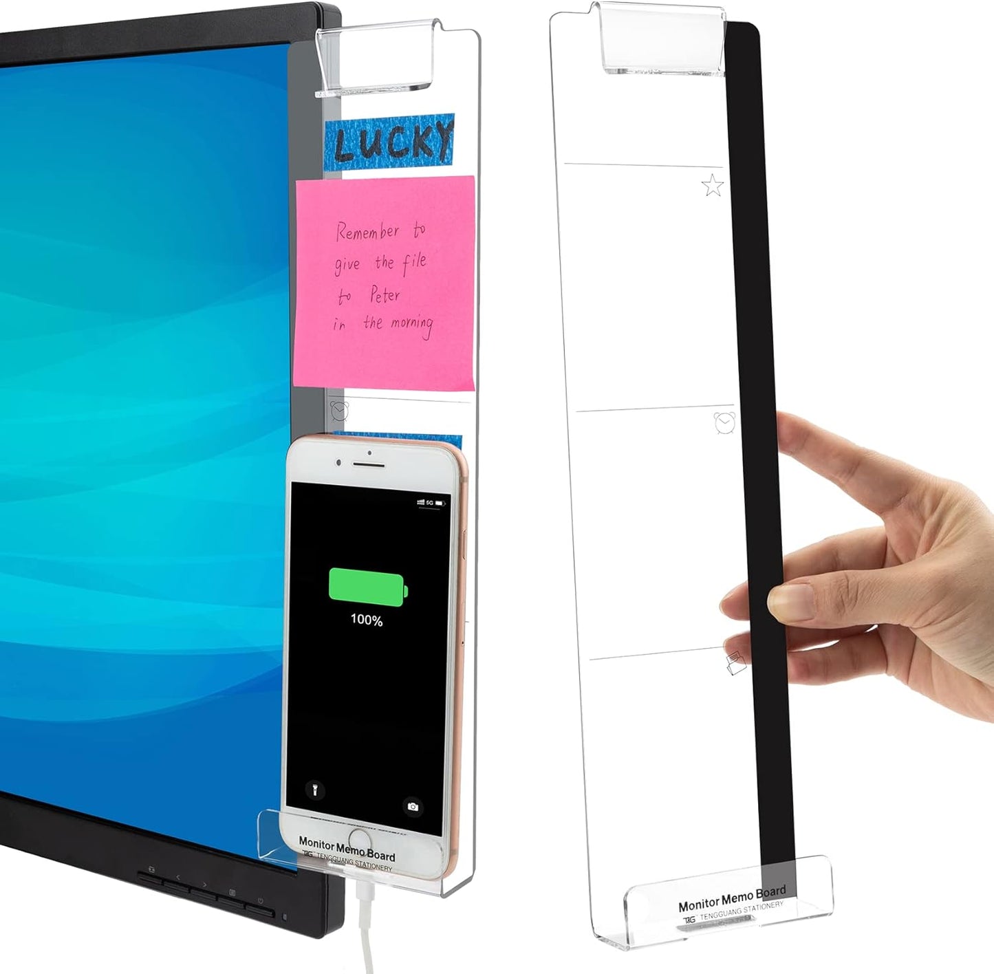 MDOZQ Office Desk Accessories 2pcs Computer Monitor Memo Board Message Board Supplies for Women Men Sticky Note Holder Home Desktop Decor