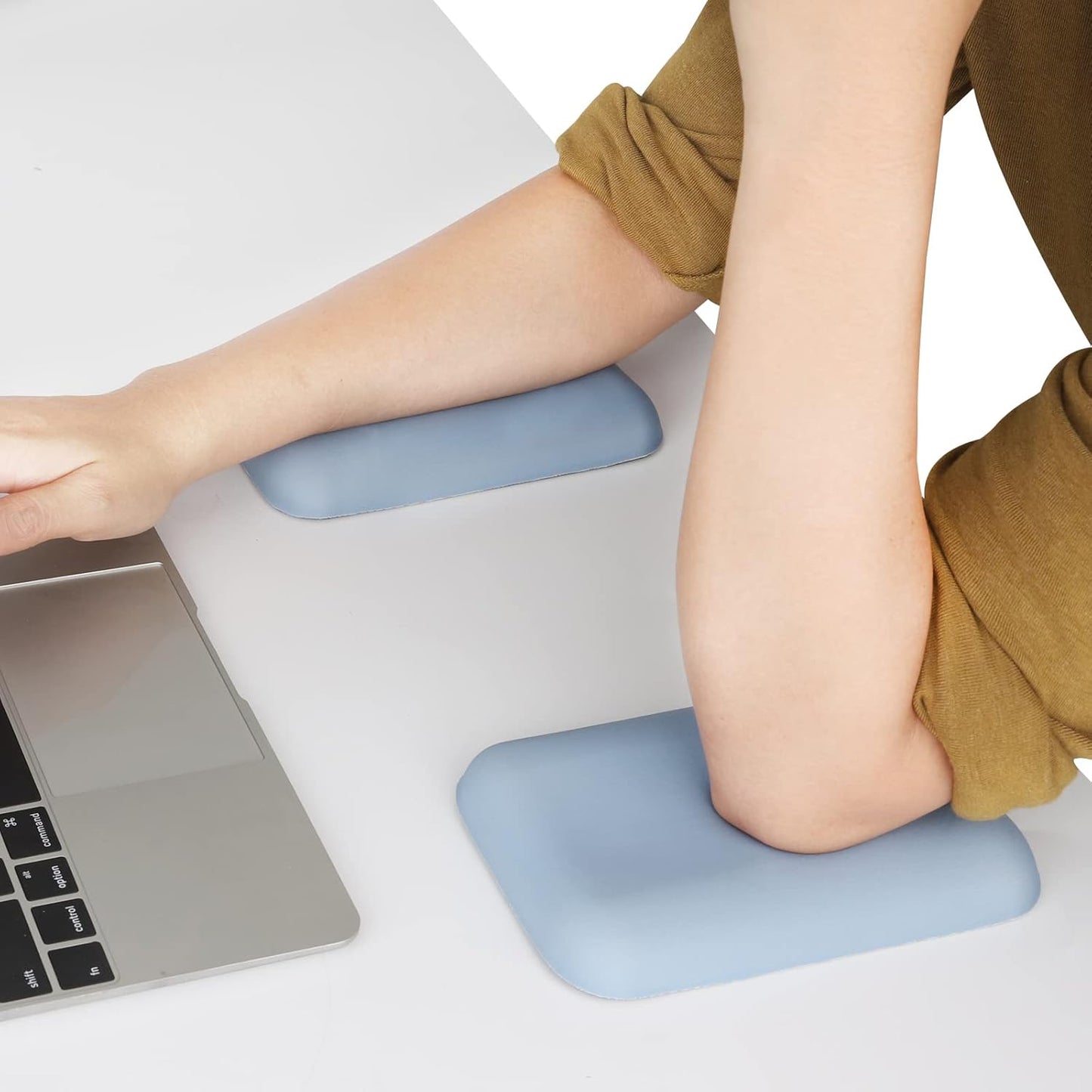 Leolee Elbow Rest Pads for Desk, Black Ergonomic Arm Rest Pads with Memory Foam & Non-Slip Base, Armrest Cushion Support Pad Relieve Elbow and Wrist Pain for Computer, Office, 2 Packs