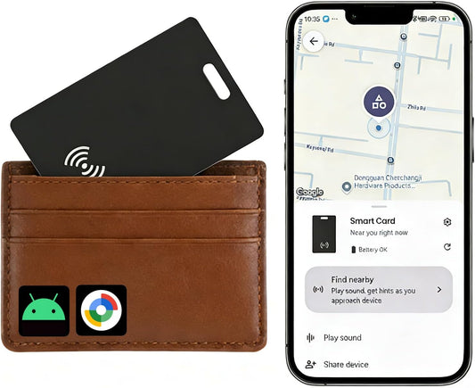 Android Wallet Tracker Card Rechargeable Air Tags-1 Pack, Works with Google Find Hub App (Only Android), Wireless Charge, IP68 Waterproof, for Keys. Luggage, Suitcase, Backpack