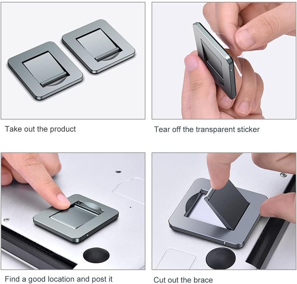 OATSBASF Mini Laptop Stand, Retractable Computer Stand, Portable Notebook Holder, Foldable Invisible Design Cooling Office Universal Non Slip, for MacBook Pro Air iPad Pro Air Surface Tablets (Silver)