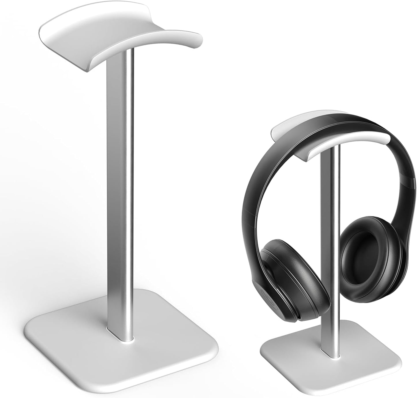 Headphone Stand for Desk - Headset Stand with Aluminum Hanger and Plastic Headrest, Headphone Holder for AirPods Max, Sony, Bose, Beats and More (Black)