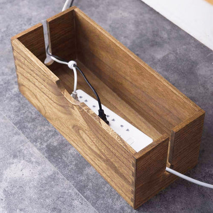 KIRIGEN Wooden Cable Management Box Set of 2 - Solid Wood Large & Small Cord Organizer Hides Power Strips, Chargers & Wires for Desk, TV Stand, Home Office DXH2T-NA
