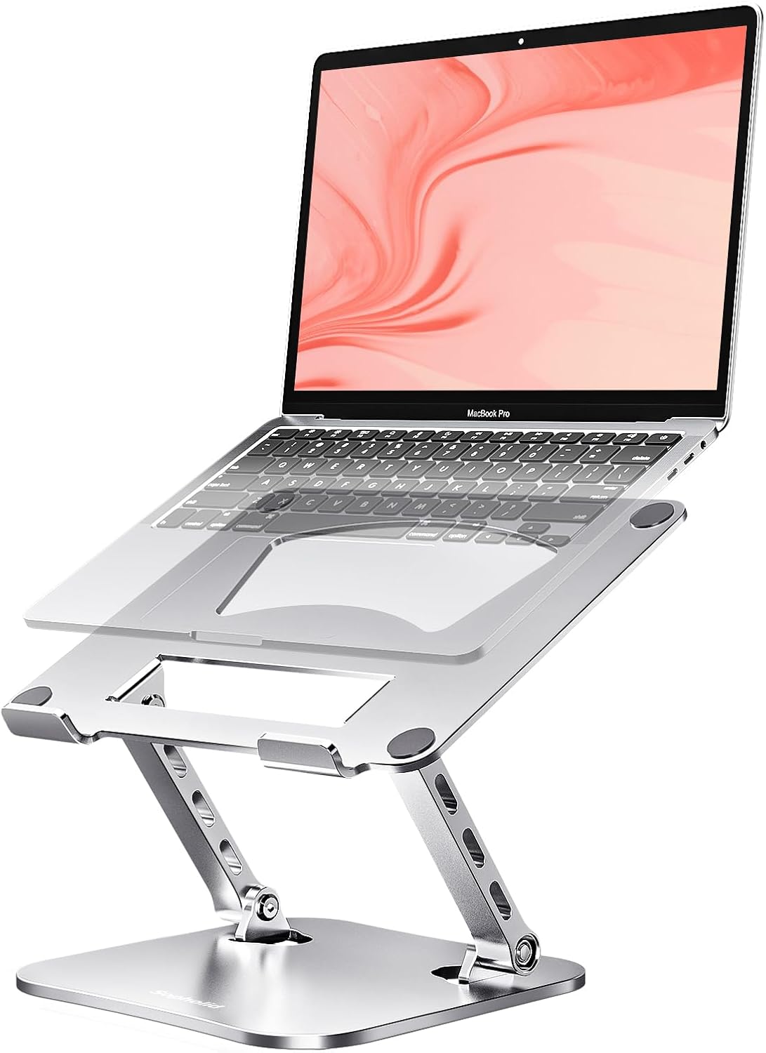 Laptop Stand for Desk, Aluminum Metal MacBook Stand，Computer Riser for Desk, Portable Foldable Adjustable Notebook Holder, Compatible with 10-15.6 Inch Laptops, iPad, Silver.