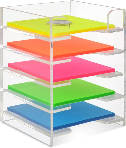 3x3 Inch Acrylic Sticky Note Holder For Desk Colorful Sticky Notes Holder Post It Note Holder Multiple Sticky Notepad Organizer Self Stick Note Pad Holder For Office Home School（No Sticky Notes）