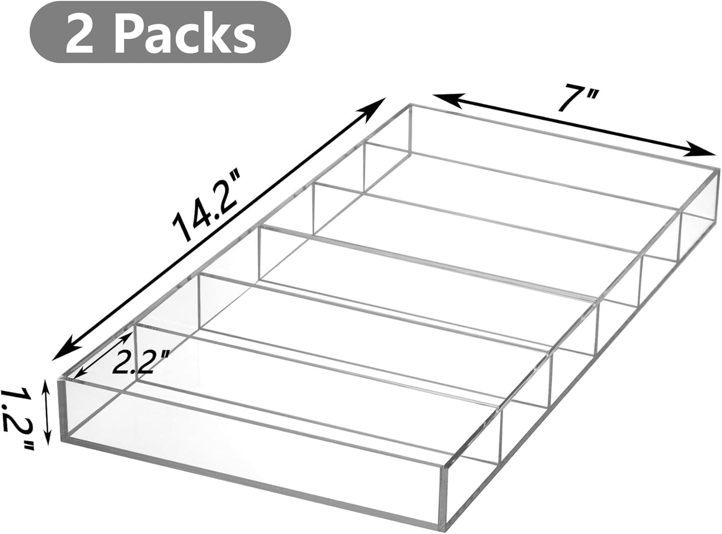 SOUJOY 2 Pack Acrylic Sunglasses Organizer, 6 Slot Clear Eyeglasses Storage Case, Eyewear Display Tray for Sunglasses, Fashion Eye Wear, Protective Glasses