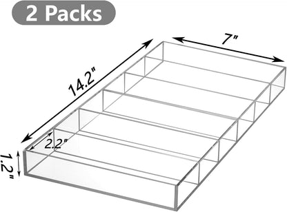 SOUJOY 2 Pack Acrylic Sunglasses Organizer, 6 Slot Clear Eyeglasses Storage Case, Eyewear Display Tray for Sunglasses, Fashion Eye Wear, Protective Glasses