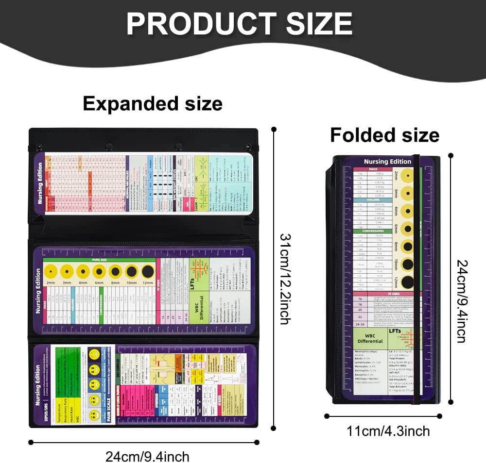 Vuzvuv Nursing Foldable Plastic Clipboard 3 Layers with Medical Edition Cheat Sheets, Pink Pocket Foldable Nurse Clip Boards Notepad for Students,Doctors and Medical Staff