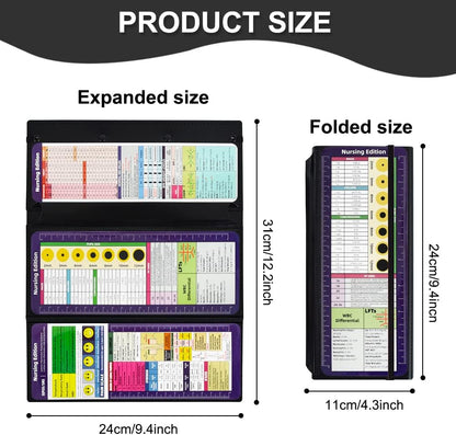 Vuzvuv Nursing Foldable Plastic Clipboard 3 Layers with Medical Edition Cheat Sheets, Pink Pocket Foldable Nurse Clip Boards Notepad for Students,Doctors and Medical Staff