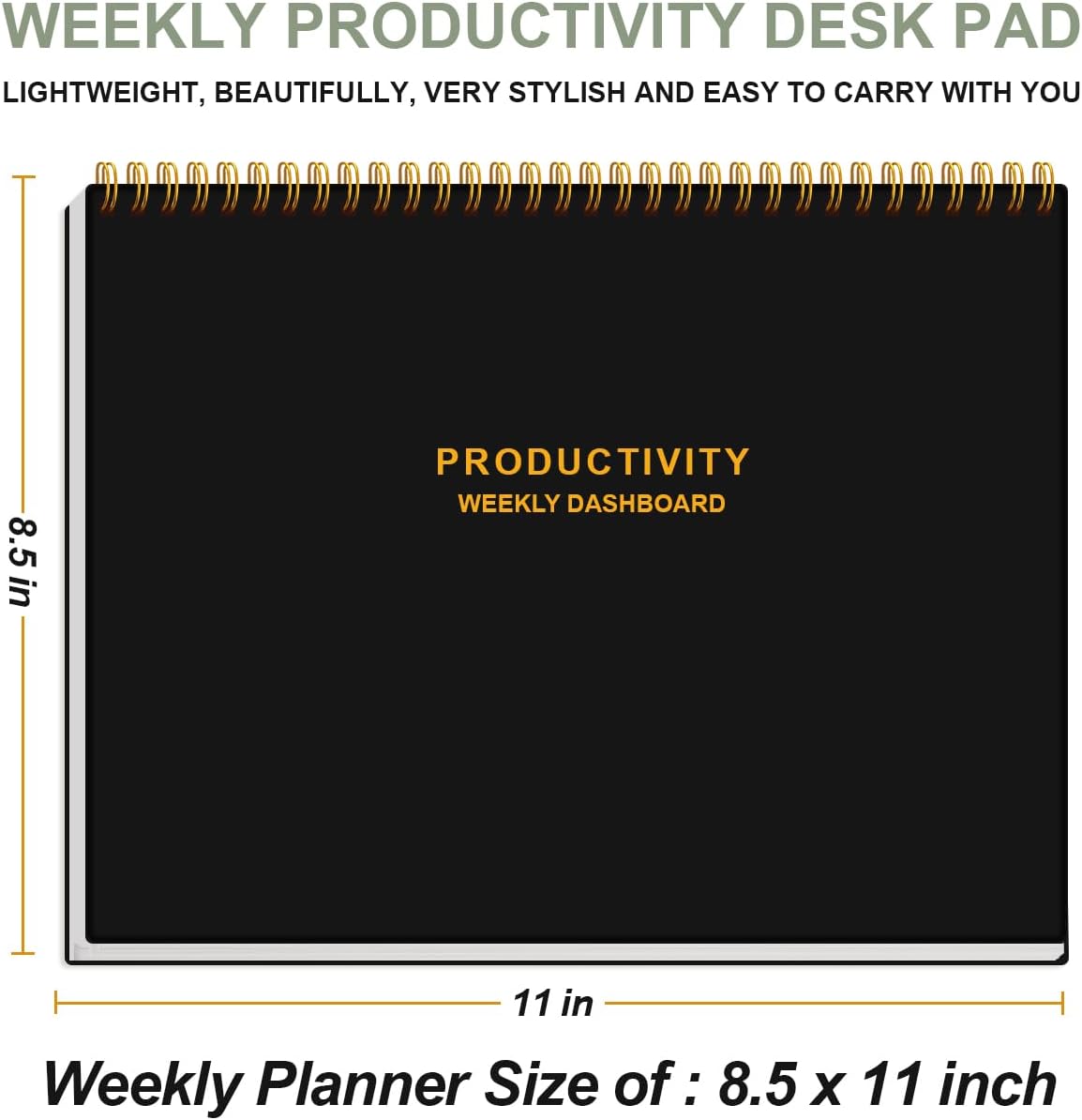 Weekly Productivity Dashboard - 8.5" x 11" Dashboard Desk Notepad Has 6 Focus Areas to List Tasks for Goals, Projects, Clients, Academic or Meal-Organize Your Daily Work Efficiently, 54 Weeks, Green