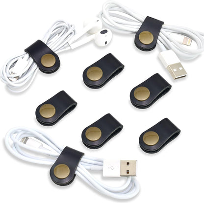 CAILLU Cord Organizer,Cord Keeper,Cable Organizer USB Holder,Cable Straps,Earbud case,wrap Headphone,Headset Winder,Earphone Clips Ties,stocking stuffers for men Gifts Leather