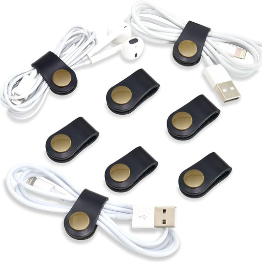 CAILLU Cord Organizer,Cord Keeper,Cable Organizer USB Holder,Cable Straps,Earbud case,wrap Headphone,Headset Winder,Earphone Clips Ties,stocking stuffers for men Gifts Leather