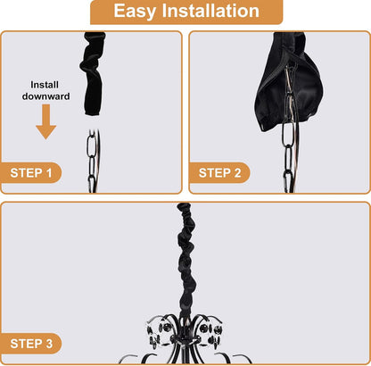 Chandelier Cord Cover Gray 2 Pack with Touch Fasteners,70.8inches Brushed Polyester Fabric Chain Sleeve for TV Cord Cover Decorative Wire Hider Easy Install Convenient for Wire Management