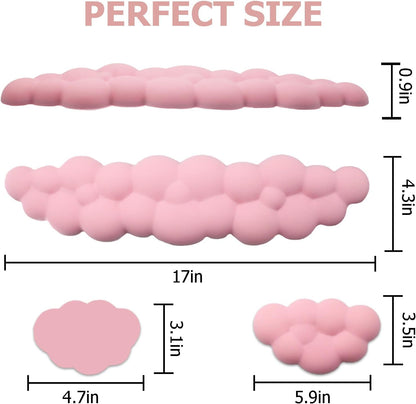 Cloud Wrist Rest Keyboard, PU Leather Memory Foam Wrist Rest for Computer Keyboard, Ergonomic Keyboard Wrist Rest and Cute Mouse Wrist Rest for Gaming,Office,Computer,Typing Pain Relief,Pastel Green