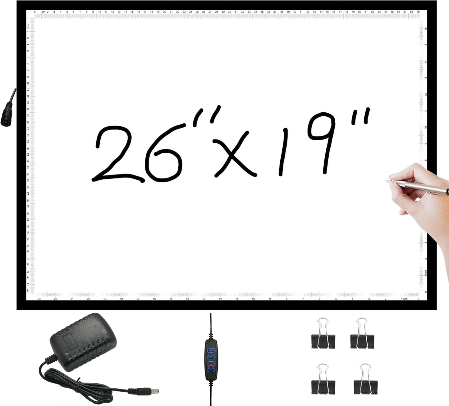 A2 Light Pad - 26"x19", 10000+ LUX Super Bright 10 Levels/Stepless Dimming 3 Colors Art Light Board Extra Large with UL Adapter for Diamond Painting, Tracing, Drawing, Sketching - Aluminum Frame