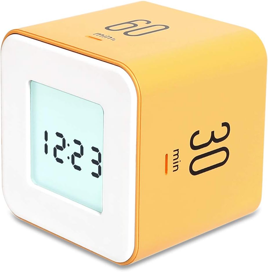 mooas Multi Clock Time Cube Timer (White), Alarm & Backlight Desk Productivity for ADHD Kids Classroom Study, Kitchen, Cooking, Desk, Office, Time Management 5,15,30,60 min Timer Various Setting