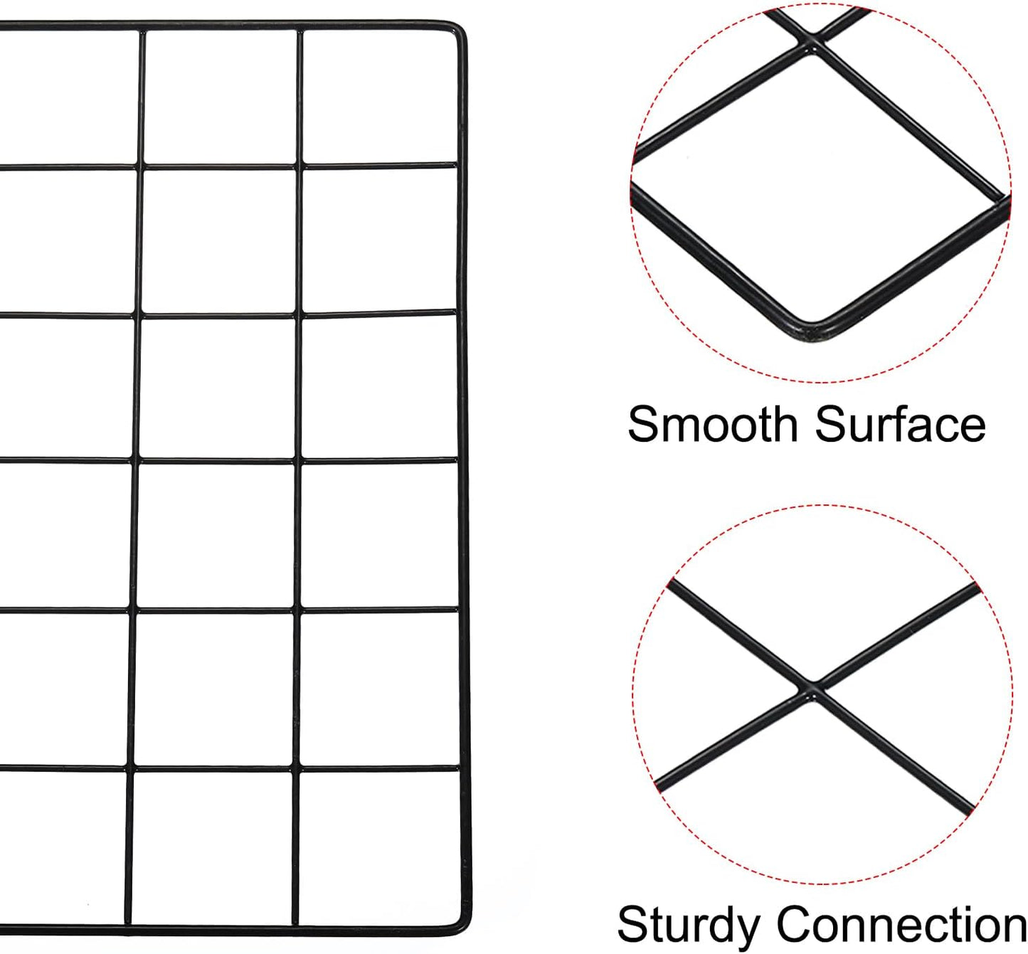 PATIKIL 24"x12" Wire Grid Panel, 2 Pack Wall Grid Decorative Panels Board Photo Pictures Display Decor Hanging Organizer for Home Office, Black