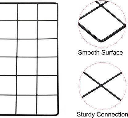 PATIKIL 16"x12" Wire Grid Panel, 1 Pack Wall Grid Decorative Panels Board Photo Pictures Display Decor Hanging Organizer for Home Office, Black