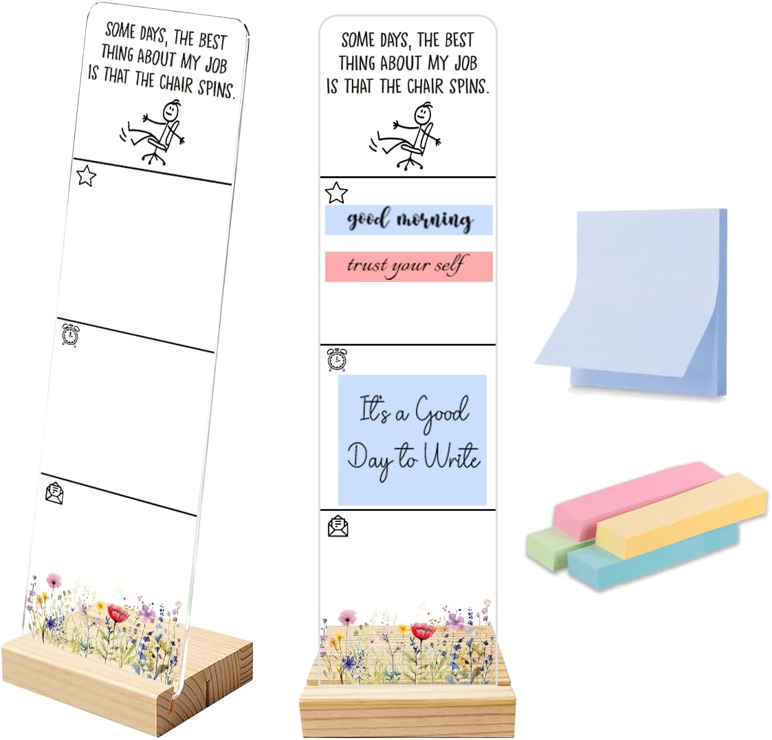 Sticky Note Holder Acrylic Monitor Memo Board Desk Organizers and Accessories Desk Decor Post It Note Holder with 200Pcs Sticky Notes Funny Sarcastic Office Positive Desk Sign