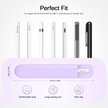 MoKo Pencil Case Holder, Adhesive Silicone Pencil Protected Sleeve Compatible with Apple Pencil Pro/ (USB-C)/ 1st/ 2nd Generation, Similarly Sized Styluses Accessories, Black
