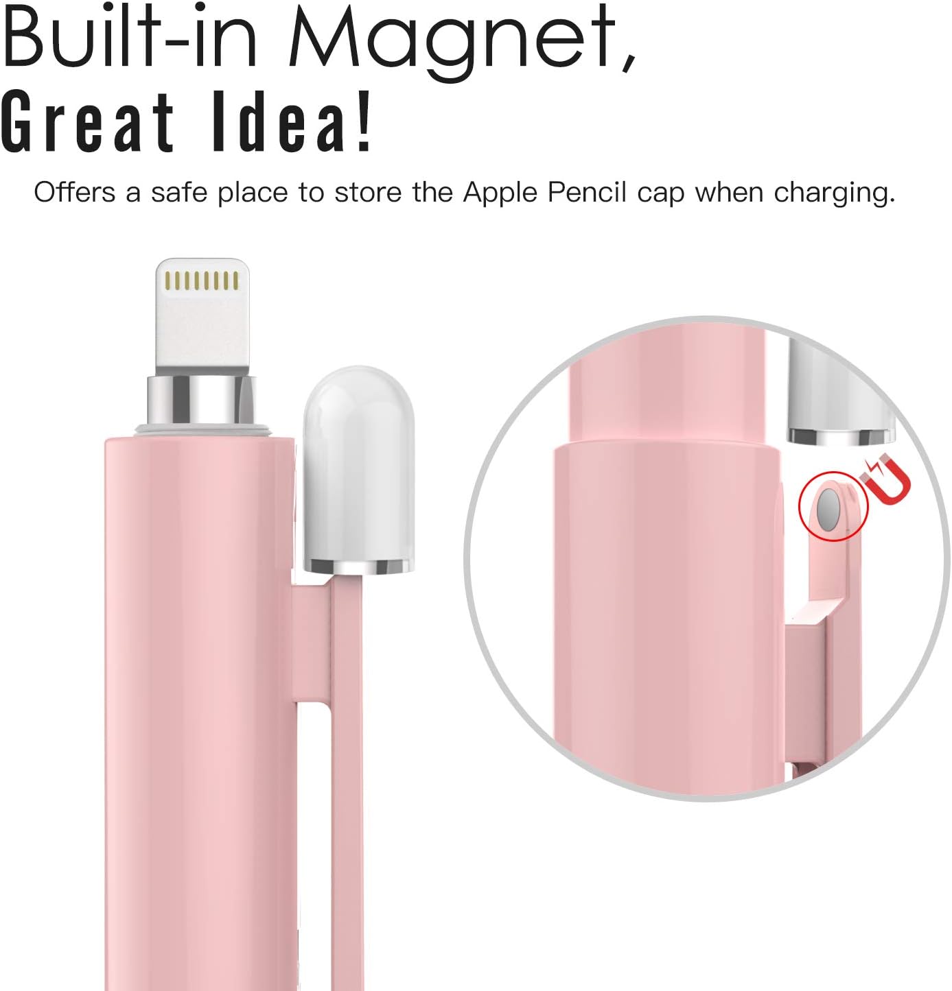 MoKo Holder Case for Apple Pencil 1st Generation, Retractable Apple Pencil 1st Case Protective iPad Pencil Sleeve Skin Cover with Sturdy Clip, Pink