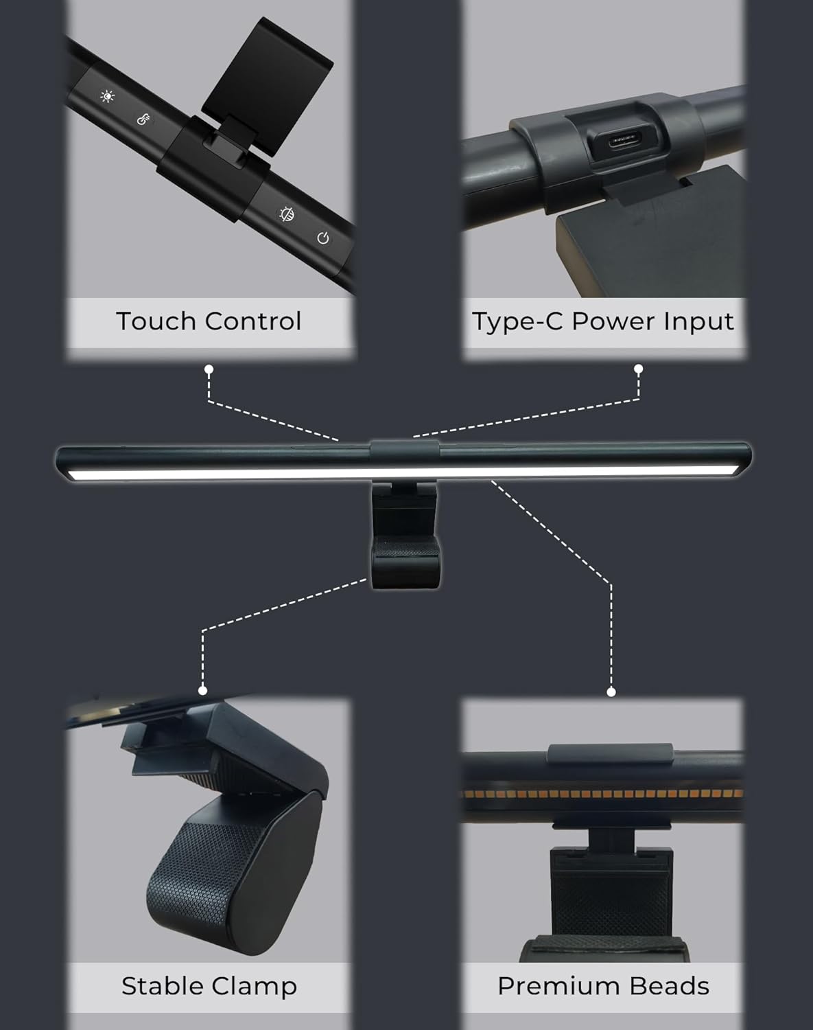 RGB Monitor Light Bar with Wireless Remote, Dual-Source Gaming Computer Lamp for Curved & Flat Monitors (0.39"-1.18"), Ambient Backlight, Stepless Dimming (Ra95), No Glare Desk Setup
