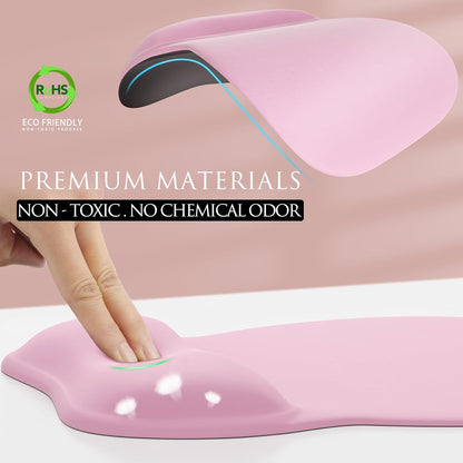 MROCO Ergonomic Mouse Pad with Gel Wrist Rest, Smooth Wrist Support Surface, Non-Slip PU Base for Pain Relief, Comfortable Mousepad for Computer, Laptop, Office & Home, 9.4 x 8.1 in, Black