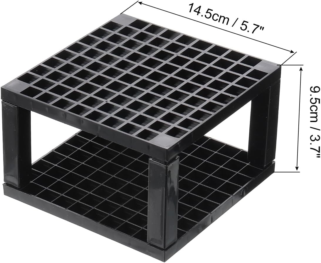 PATIKIL 2pcs Black Minimalist Square Paint Brush Holder, 96 Holes Plastic Storage Desk Stand for Artist Desk Makeup Pencil, Black