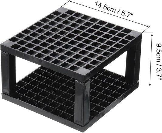 PATIKIL 2pcs Black Minimalist Square Paint Brush Holder, 96 Holes Plastic Storage Desk Stand for Artist Desk Makeup Pencil, Black