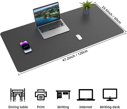AFIING Large Desk Mat 47" x 17", Dual-Sided Natural Cork & PU Leather Desk Pad, Non-Slip Waterproof Mouse Pad for Office, Home & Gaming, Black