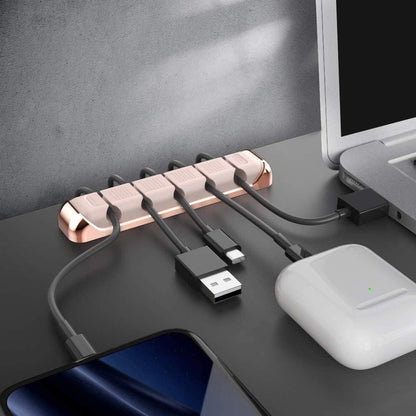 AHASTYLE Cable Organizer Holder 5 Slots Desktop Cord Wire Clips Keeper for Organizing USB Cable/Power Cord/Wire Home Office and Car (Pink)