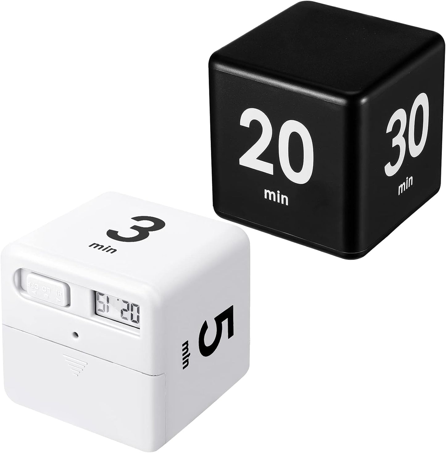 Weewooday 2 Pieces Cube Productivity Timer Flip Gravity Sensor Flip Countdown Countup Workout Timer Management 1 3 5 10 Minutes and 15 20 30 60 Minutes for Work Learning Kitchen Cooking(Green, Blue)