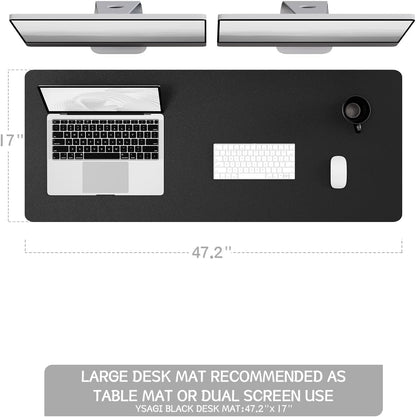 YSAGi Non-Slip Leather Desk Pad, Waterproof Laptop Computer Desk Keyboard Mat, Table Protector Blotter Mat, Large Mouse Pad for Office/Work/Home/Decor(Black, 31.5" x 15.7")