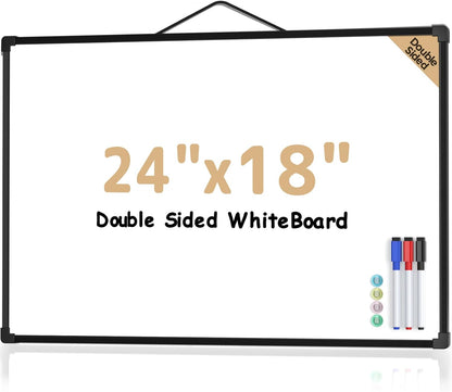 MaxGear Double-Sided Dry Erase Board for Wall, 16"x12" Hanging Whiteboard, Small Dry Erase White Board with 3 Markers and 4 Magnets, Portable Whiteboard for Planning, Drawing, Memo, to Do List