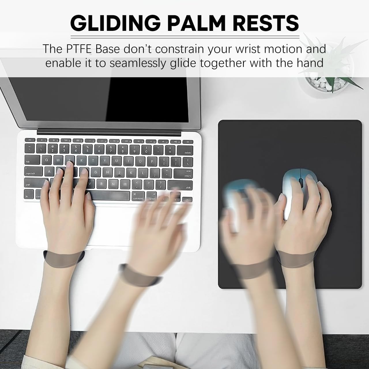 JIKIOU Right-Handed Truly Ergonomic Wrist Rest for Mouse 2 Pack, Carpal Tunnel Support, Pain Relief, Anti-Fatigue, Easy Glide, Office Computer Laptop Gaming Black