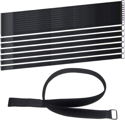 18 inch Extend Cable Strap and Adjustable Securing Strap with Buckle - 12 PCS Reusable Hook and Loop Fastening Nylon Cable Tie Wrap