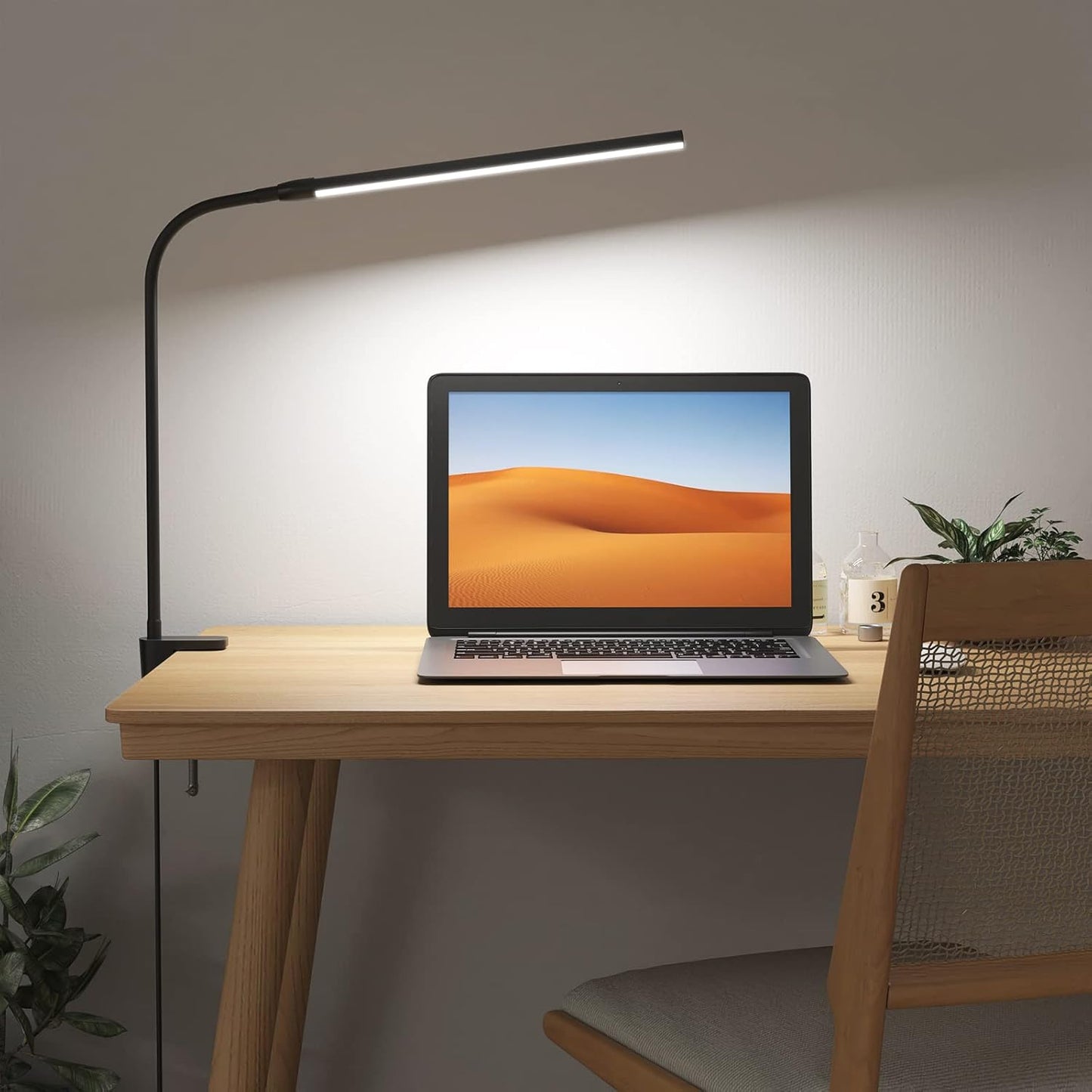 Lepro Clip on Desk Lamp LED Reading light Dimmable USB Small Clamp Lamp with 3 Color Modes 10 Brightness, Adjustable Flexible Gooseneck Table Light for Bed Headboard, Nail, Home Office,Computer(Black)