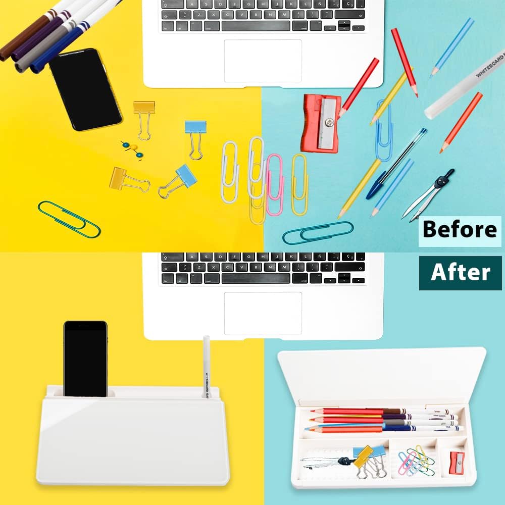 Glass Desktop Whiteboard Dry Erase Board Computer Keyboard Stand Desk White Board Organizers with Accessories 2 Markers,1 Eraser for Office, Home, School Supplies
