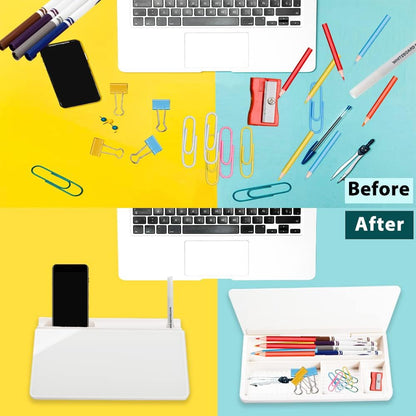Glass Desktop Whiteboard Dry Erase Board Computer Keyboard Stand Desk White Board Organizers with Accessories 2 Markers,1 Eraser for Office, Home, School Supplies