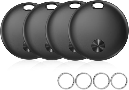 Tracker Tags- 4 Pack, Bluetooth Trackers Works with Apple Find My APP (iOS Only), 92 dB Sound, Replaceable Battery, Smart Tracking Tag Keys Finder and Item Locator for Keys, Bags, Luggage, Wallet, etc
