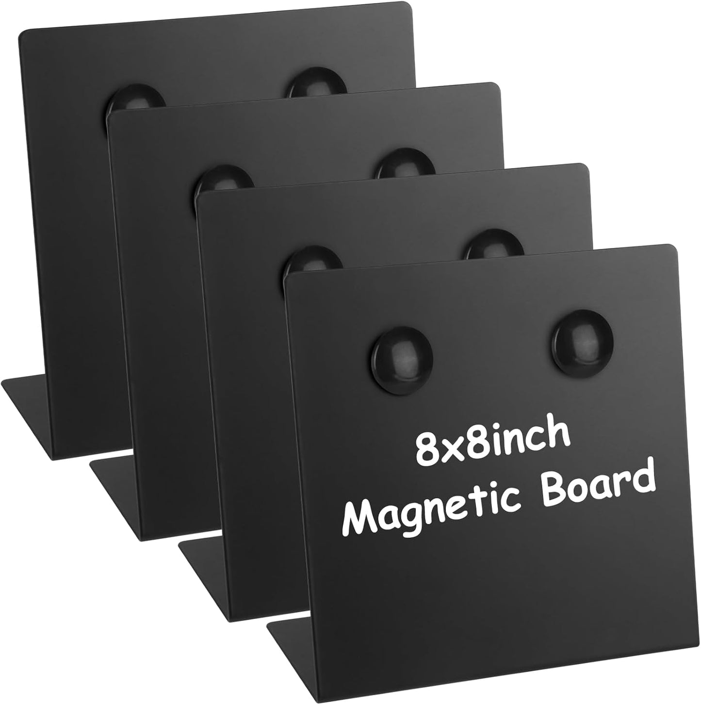 Magnetic Bulletin Board with Stand, 8x8inch Magnet Display Stand, Metal Tabletop Memo Board with 2 Magnets for Home, Kitchen, School, Office Supplies