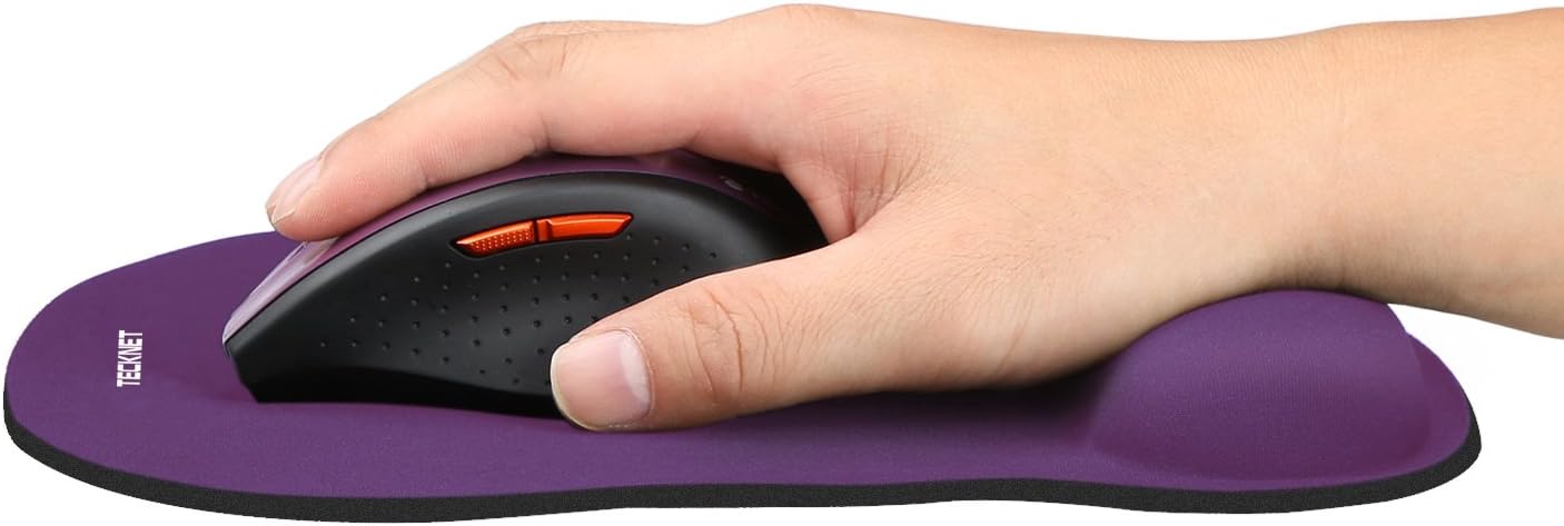 TECKNET Ergonomic Mouse Pad with Wrist Rest, Soft Mousepad with Massage Design, Memory Foam and Non-Slip PU Base for Pain Relief, Gaming Mouse Pad for Desk, Home, Office, 12x8 Inches, Black