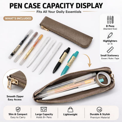 Canvas Pencil Case Small Pencil Pouch Slim Lightweight Pen Case Holder Cute Zipper Bag for School Office