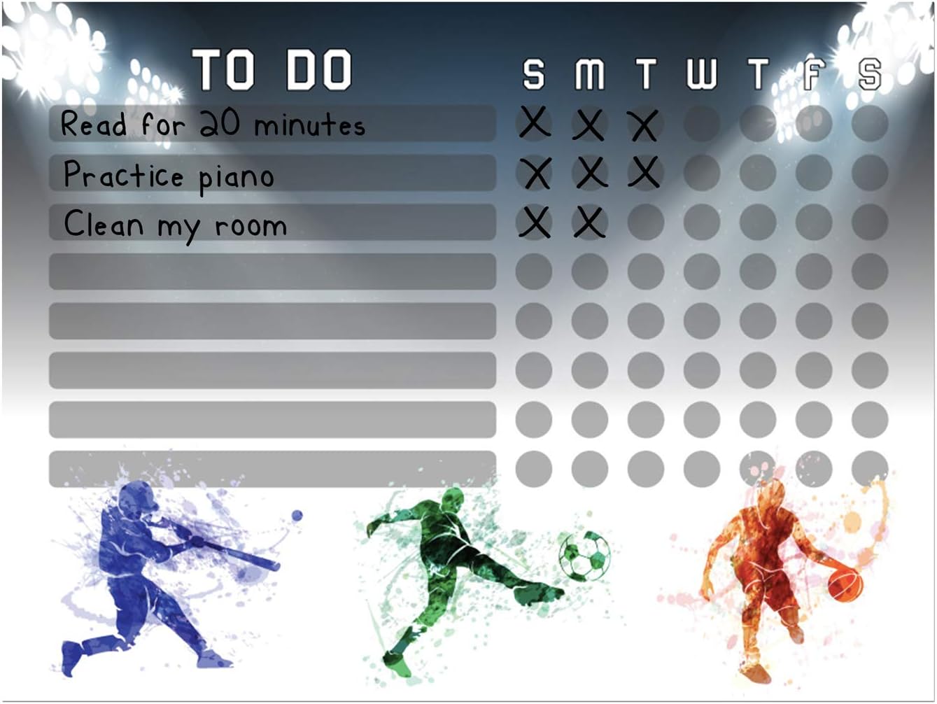 Dry Erase Whiteboard Task & Habit Tracker | Removable and Restickable Adhesive Decal | Fine-Tip Magnetic Marker Included | 9” x 12”