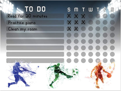 Dry Erase Whiteboard Task & Habit Tracker | Removable and Restickable Adhesive Decal | Fine-Tip Magnetic Marker Included | 9” x 12”